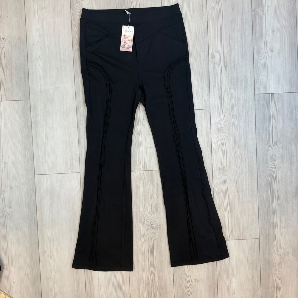 HALARA Black Flare Leggings with Seamed Detail